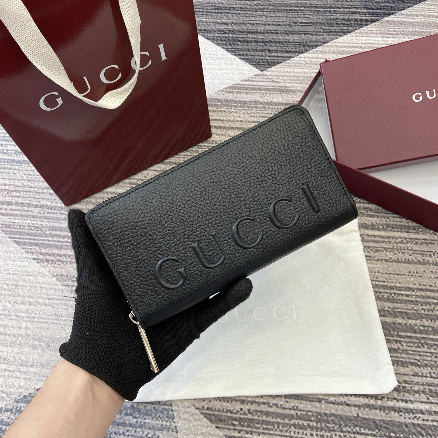 【835120 Black Full Leather】gucci GG Marmont