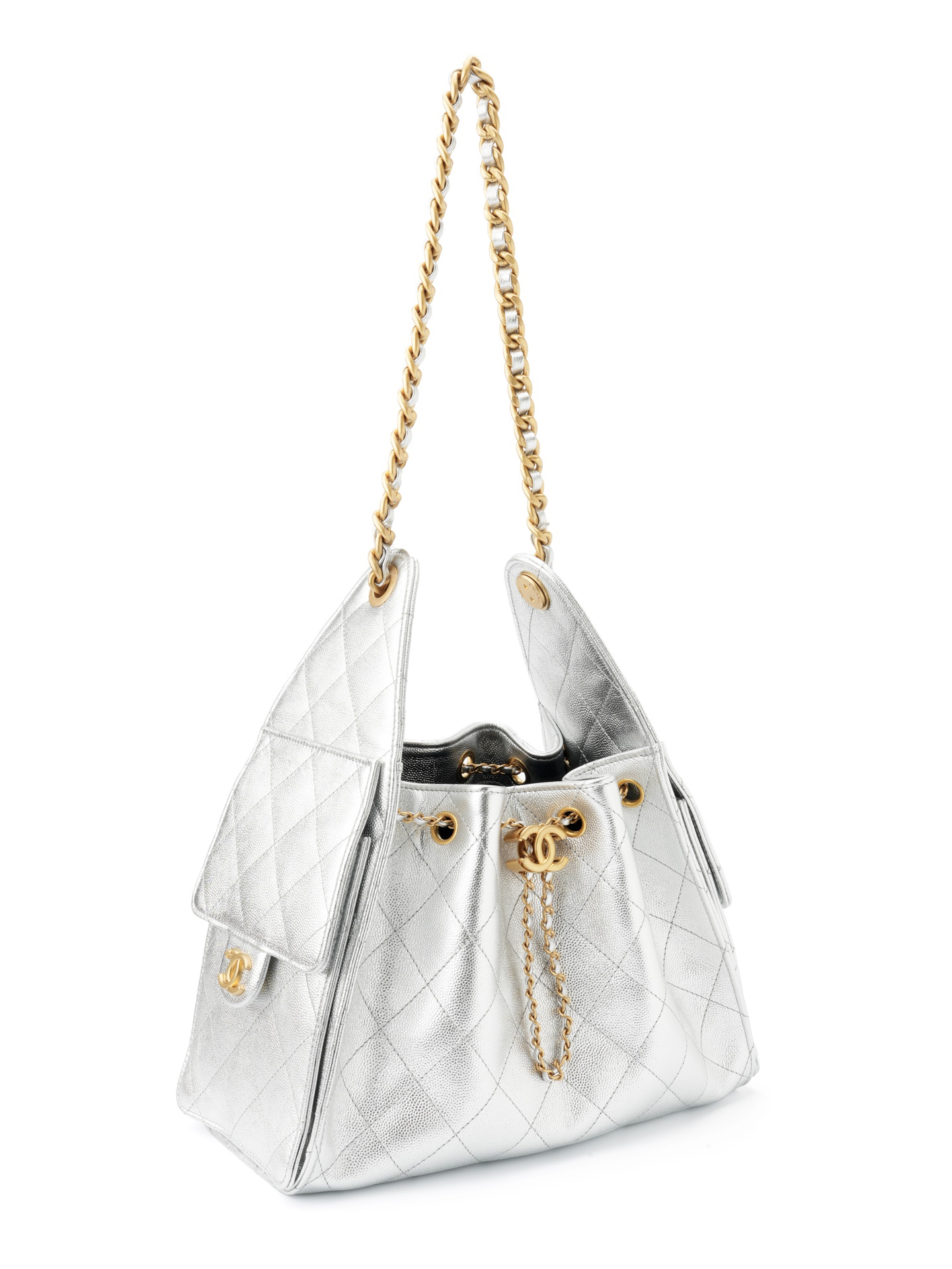 Chanel 25 c hobo Metallic silver