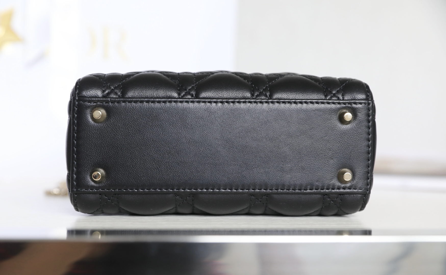 DIOR Lady Dior Black vine-patterned lacquer GR original sheepskin