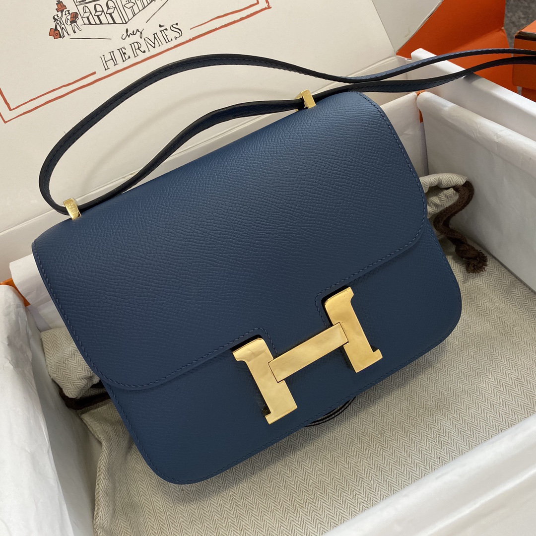 Hermès Constance 19 cm Epsom Deep Blue