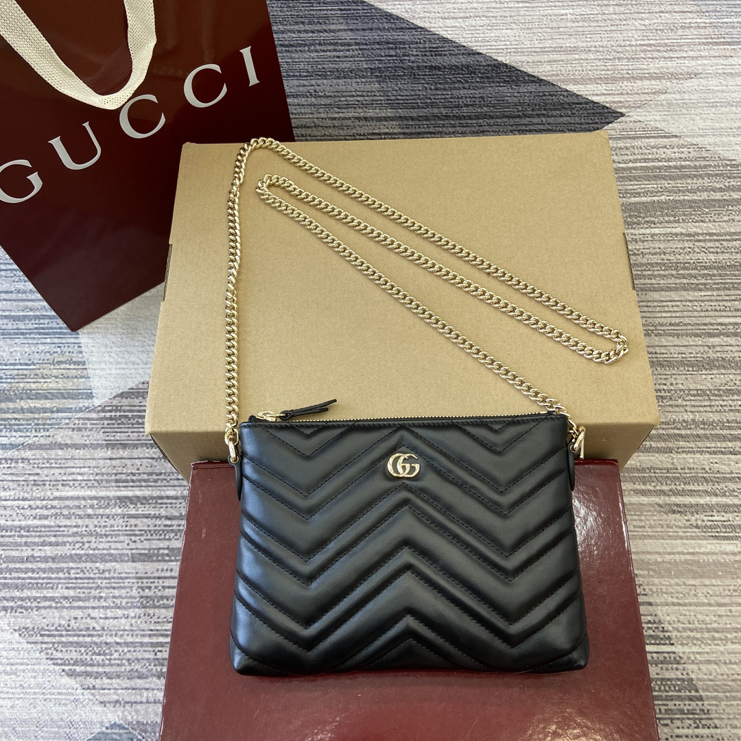 【837742 Black Full Leather】gucci GG Marmont