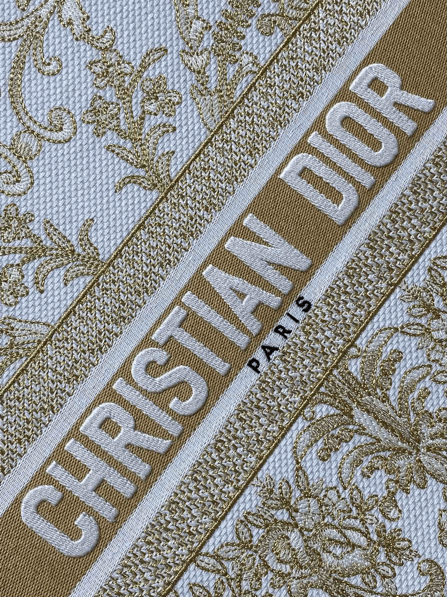 DIOR Book Tote Platinum color scheme + golden embroidery