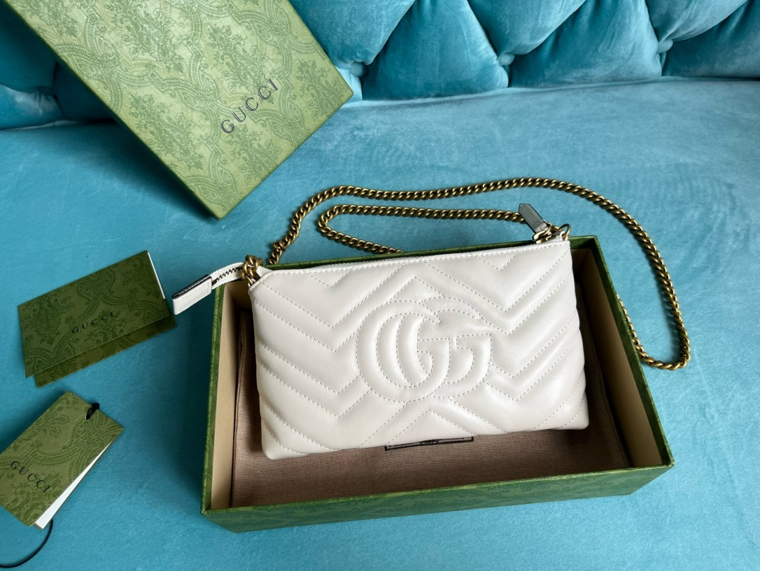 【443447 White full leather】gucci GG Marmont