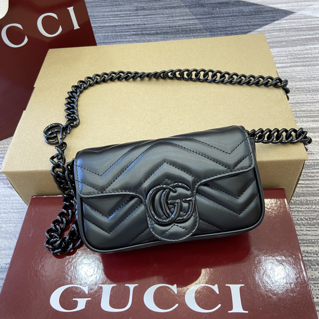 【699757 Black Italian Original Leather】gucci GG Marmont