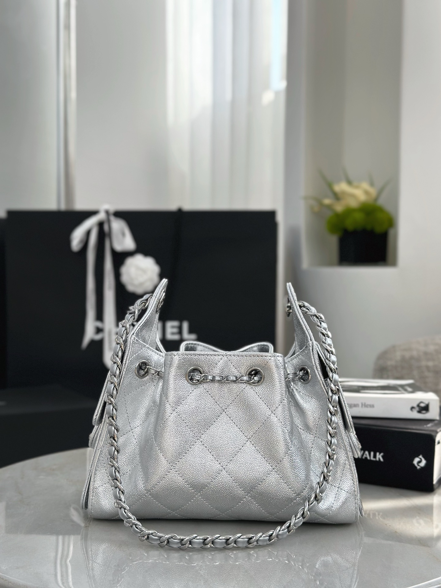 Chanel New 25 bag mini in silver color