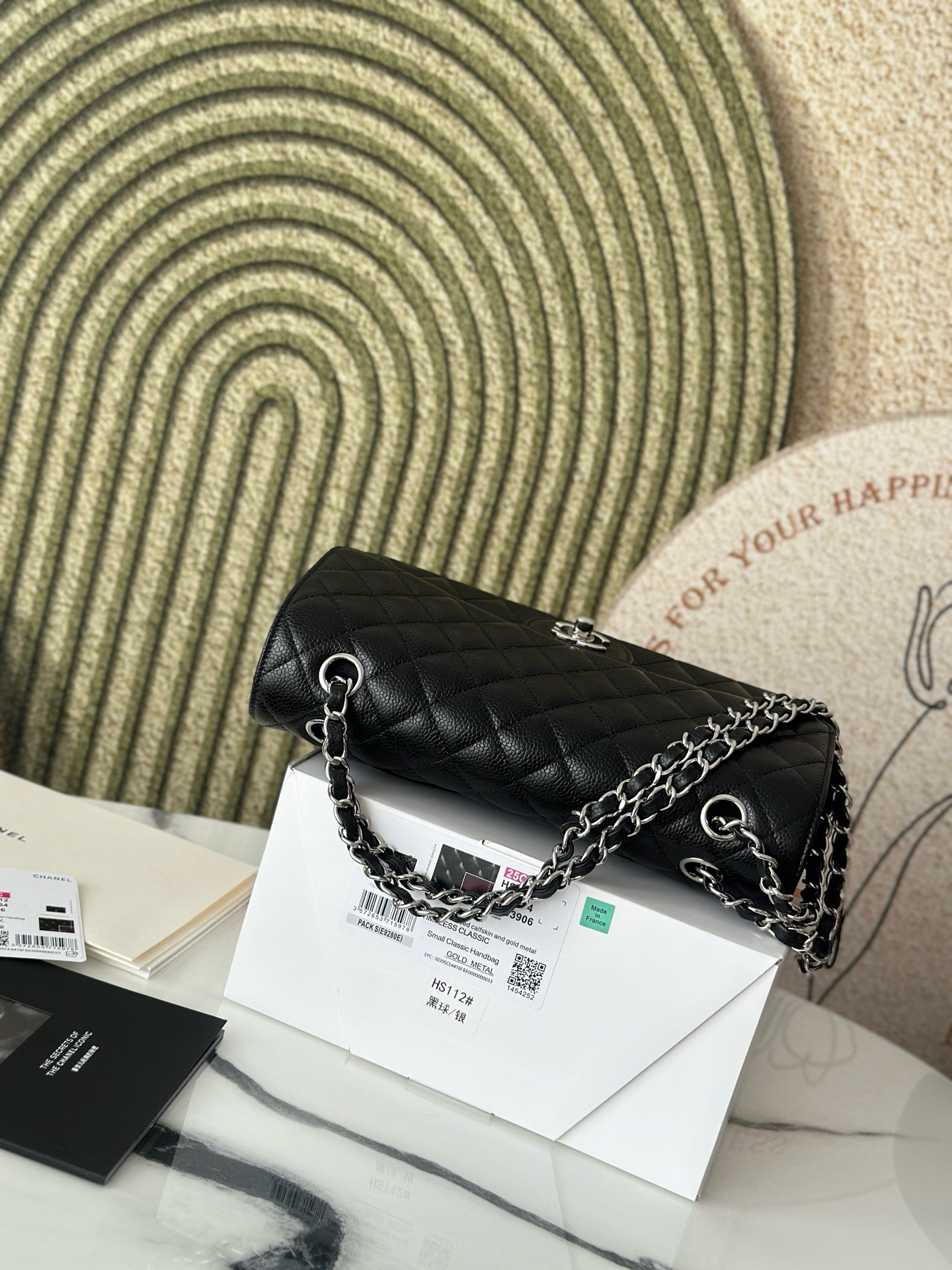 Chanel Cf Classic Flap Original factory medium-sized black gold color Litchi pattern