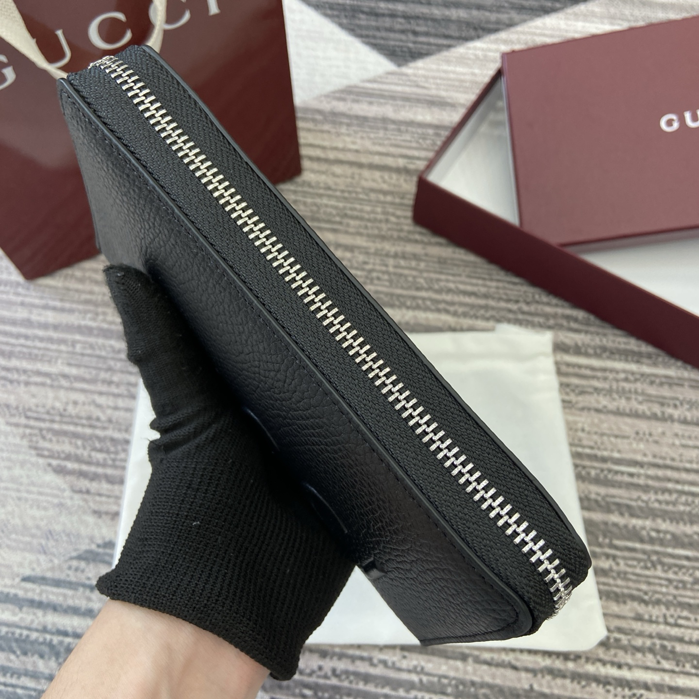 【835120 Black Full Leather】gucci GG Marmont