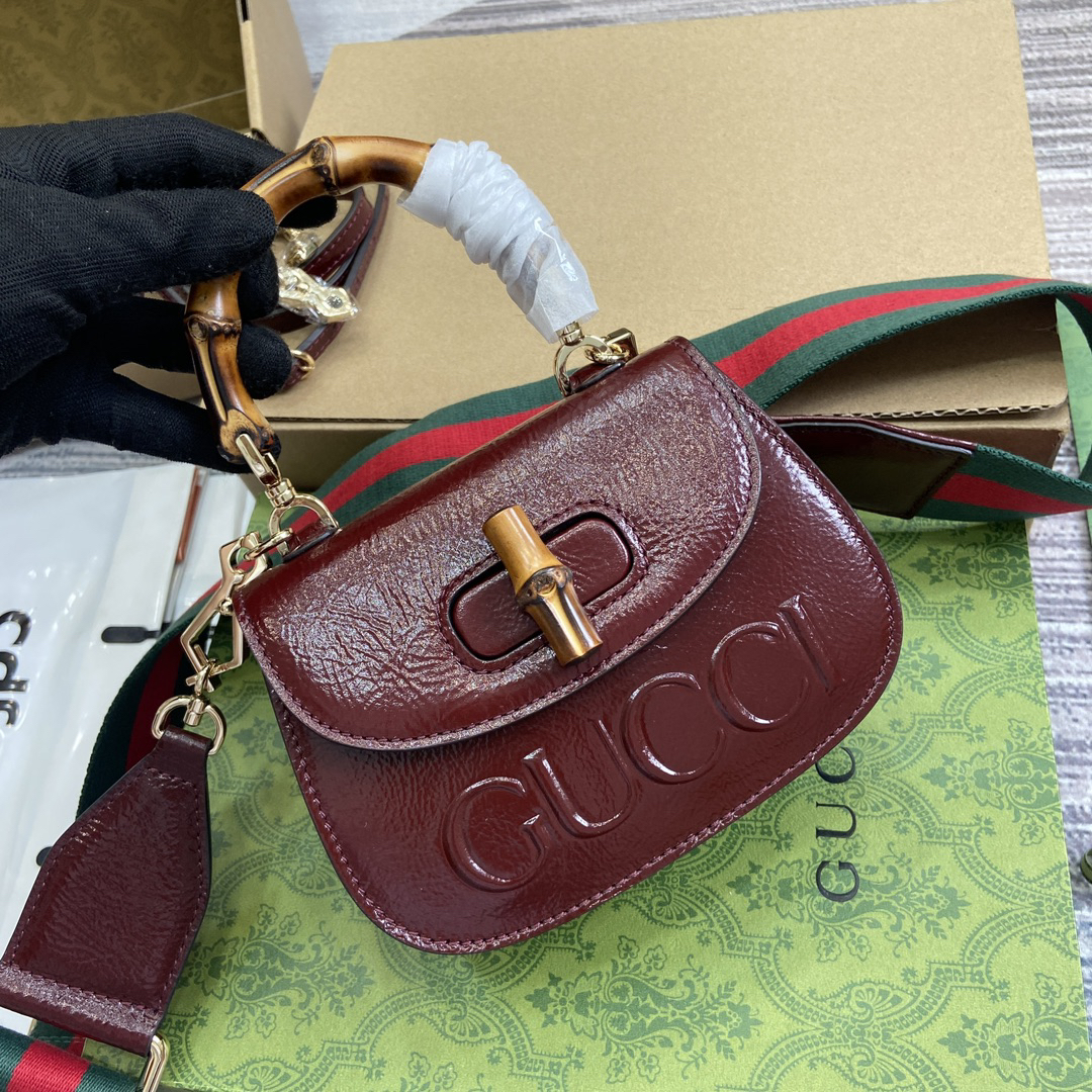 【786482 Deep red】gucci Bamboo 1947