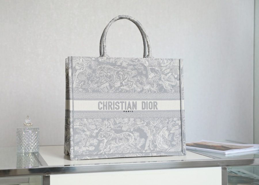 DIOR Book Tote Reverse Gray embroidery DR-58