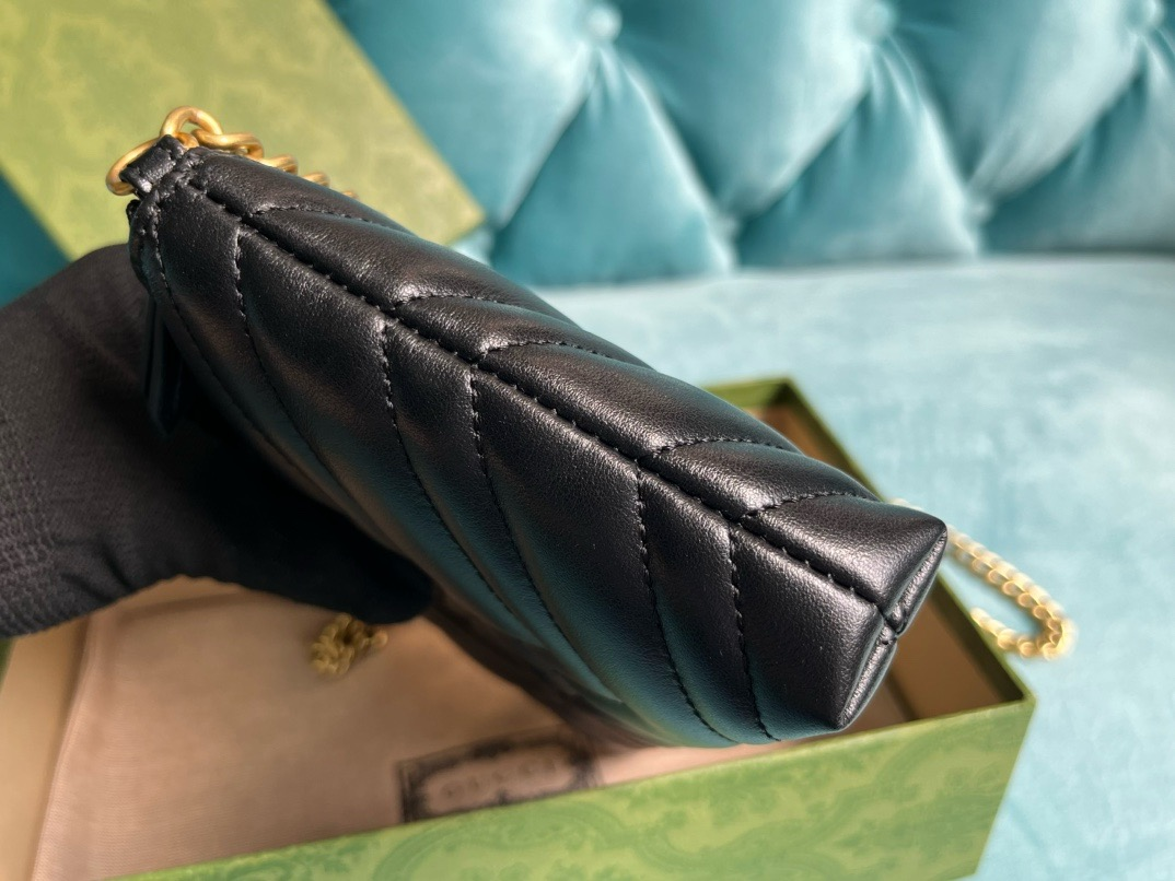 【443447 Black full leather】gucci GG Marmont