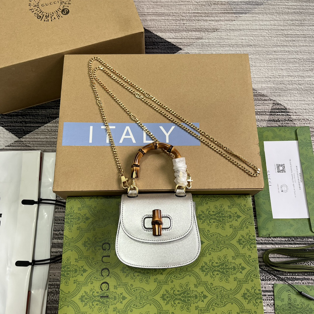 【760246 Silver color】gucci Bamboo 1947