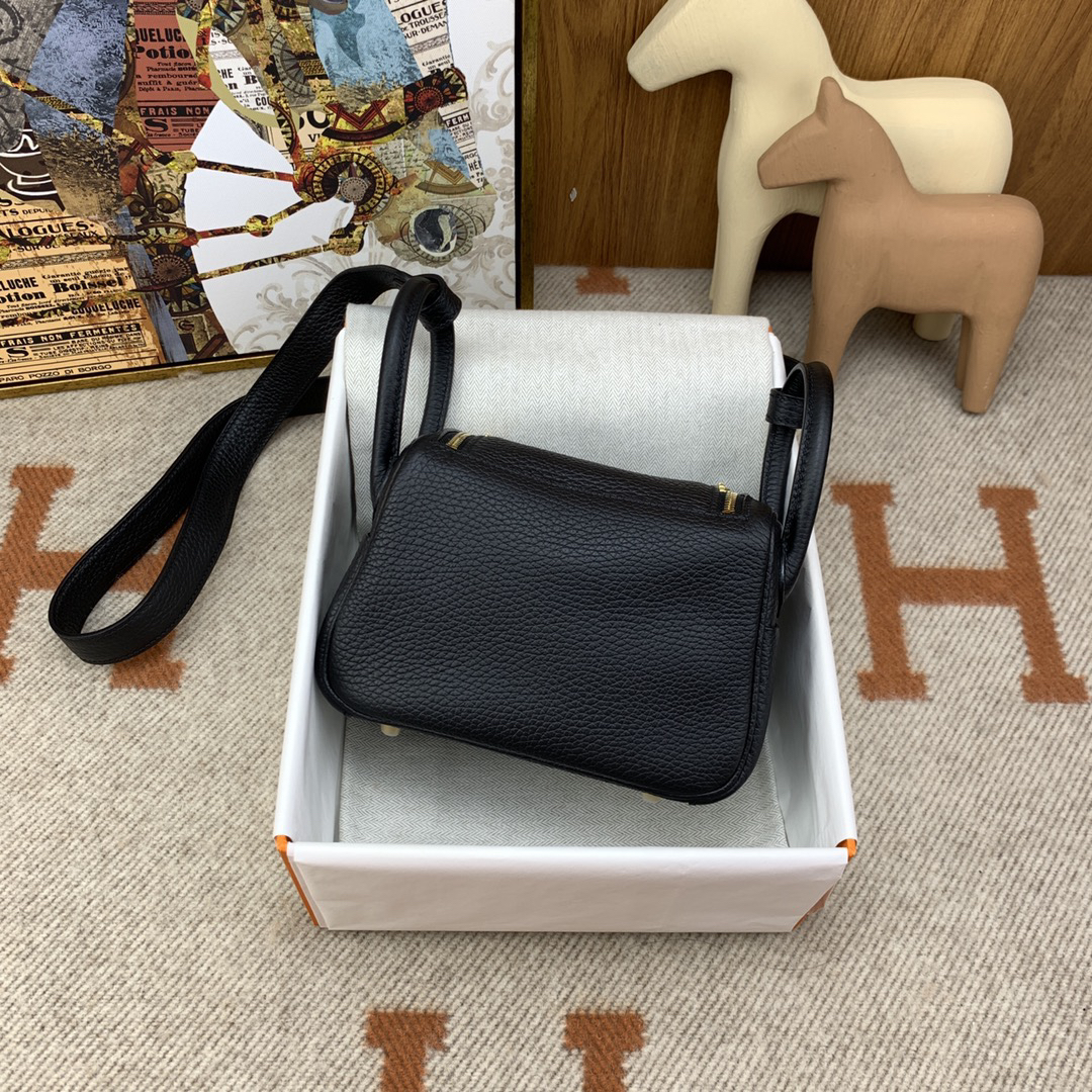 Hermès Mini Lindy Clemence leather Tc 89 black