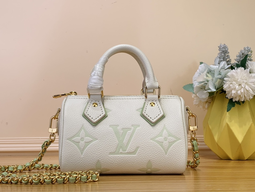 【 M24169 】LV Nano Speedy handbag White and green