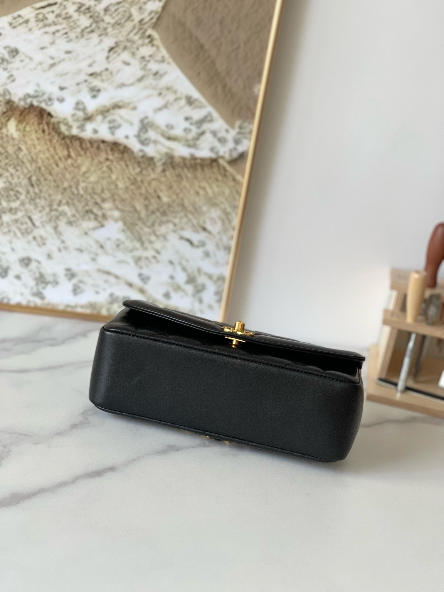 Chanel cf Middle Ages Chain Bag - Black - Sheepskin