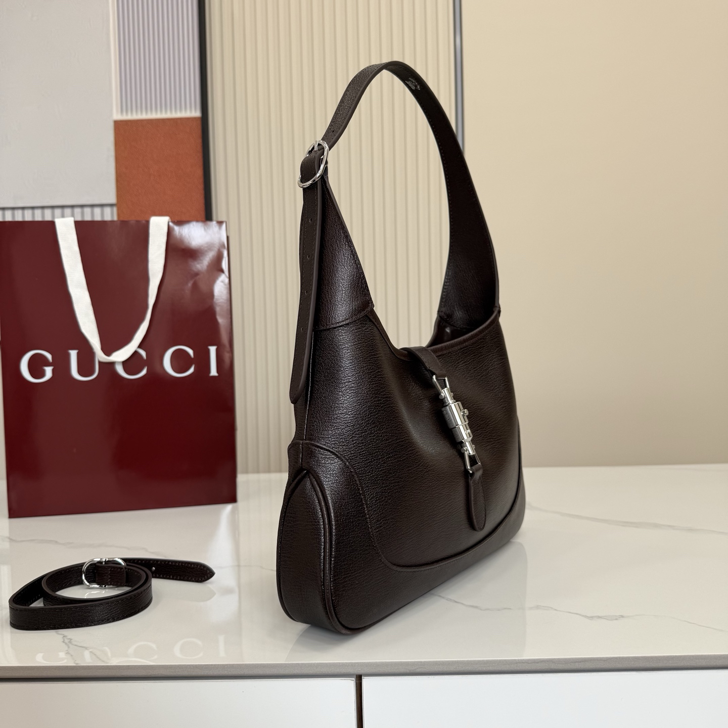 【863136 Dark brown full skin】gucci Jackie 1961