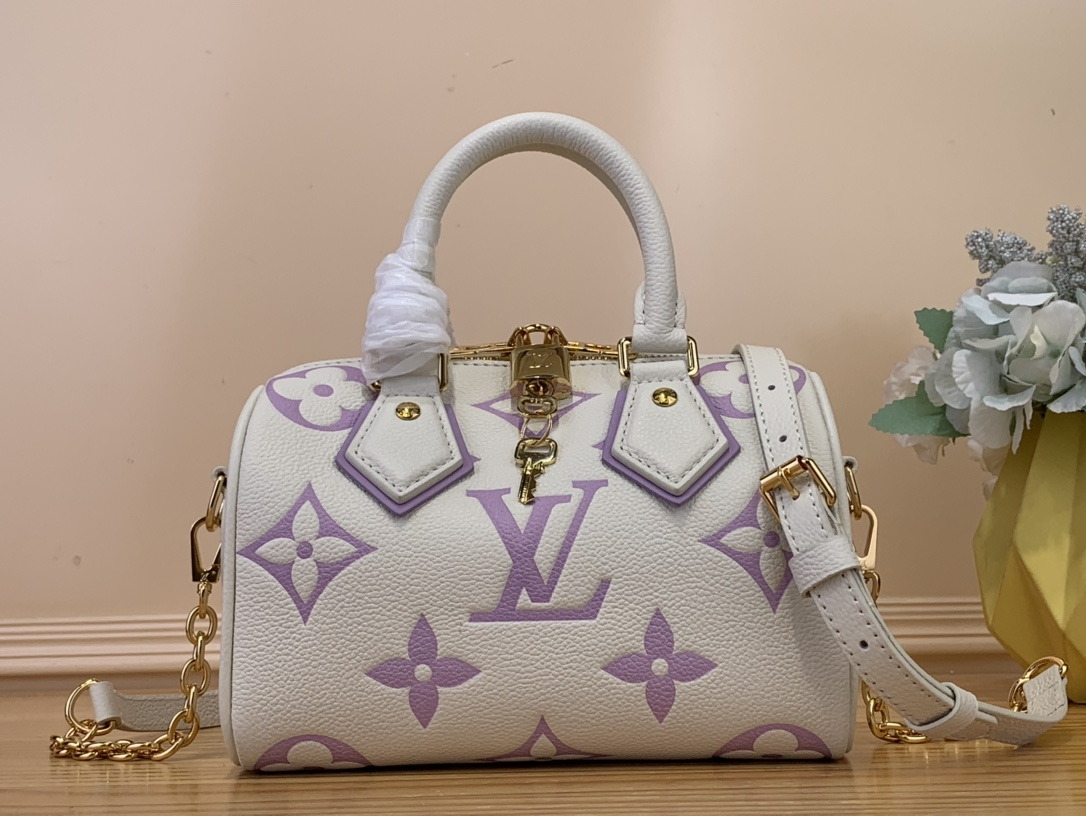 【 M46883 White and Purple (Screen Printing) 】LV Speedy Bandoulière 20 handbag