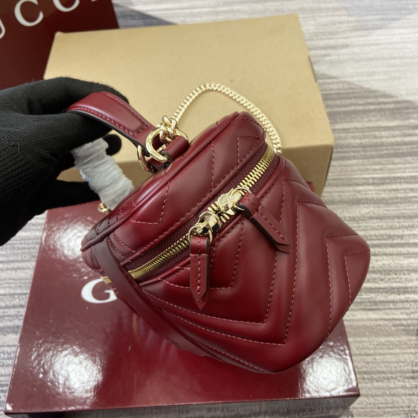 【837454 Ankor Red Full Leather】gucci GG Marmont