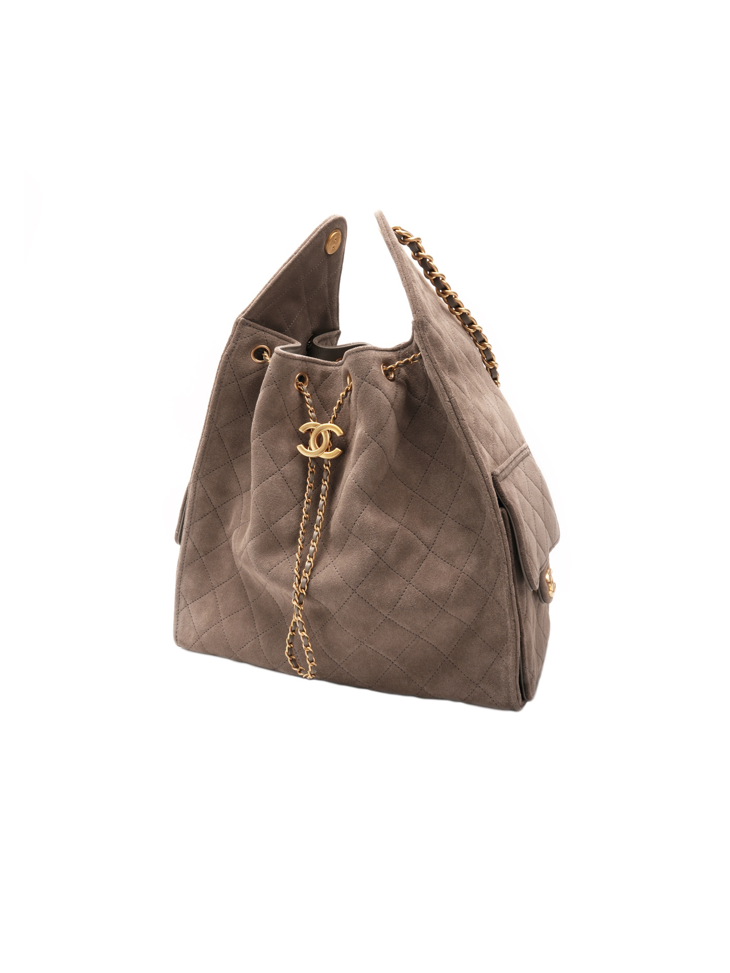 Chanel 25C Suede gray hobo large size