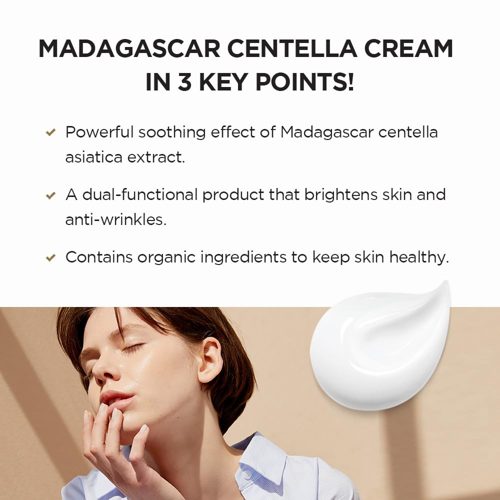 SKIN1004 Madagascar Centella Cream 2.53 fl.oz Organic Ingredients Moisturizing Brightening Wrinkle Care