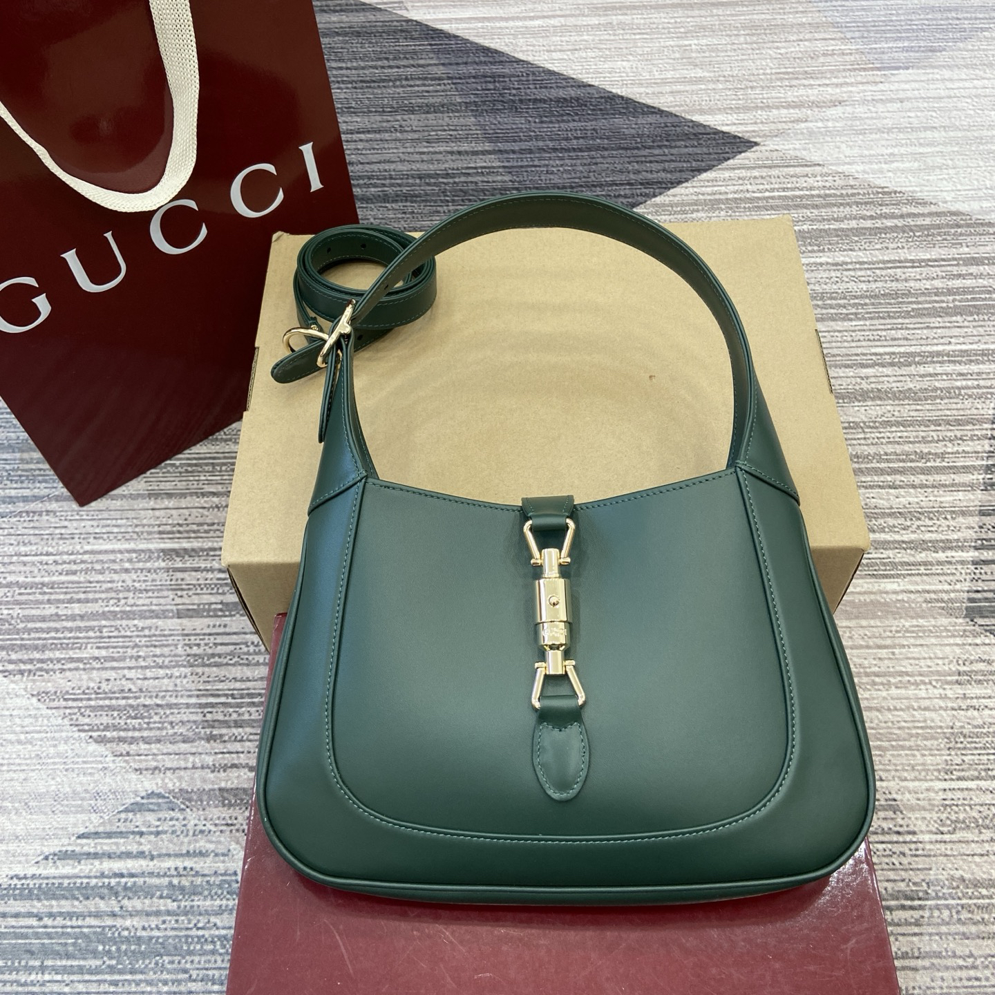 【820415 Dark green full leather】gucci Jackie 1961