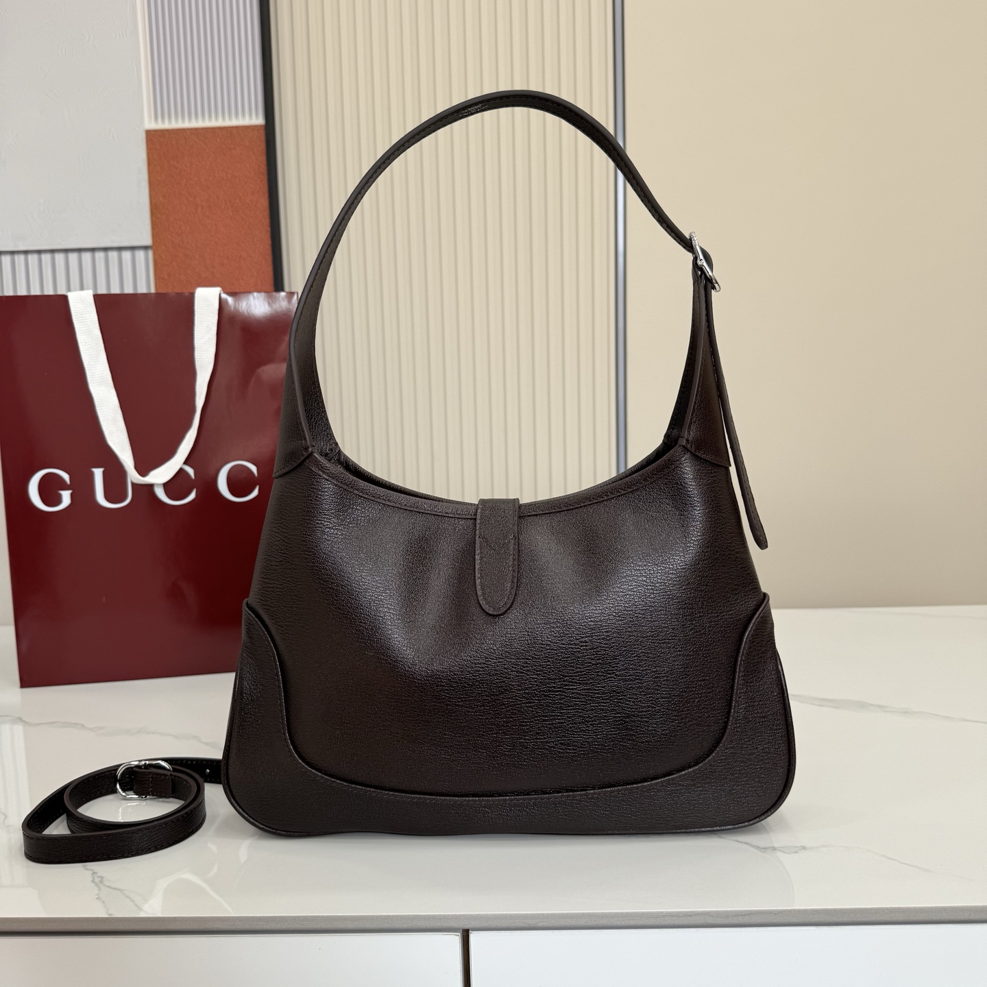 【863136 Dark brown full skin】gucci Jackie 1961