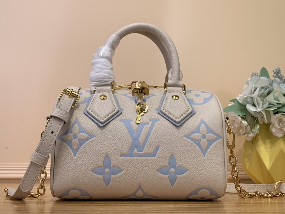 【 M46883 White and Blue (Screen Printing) 】LV Speedy Bandoulière 20 handbag 