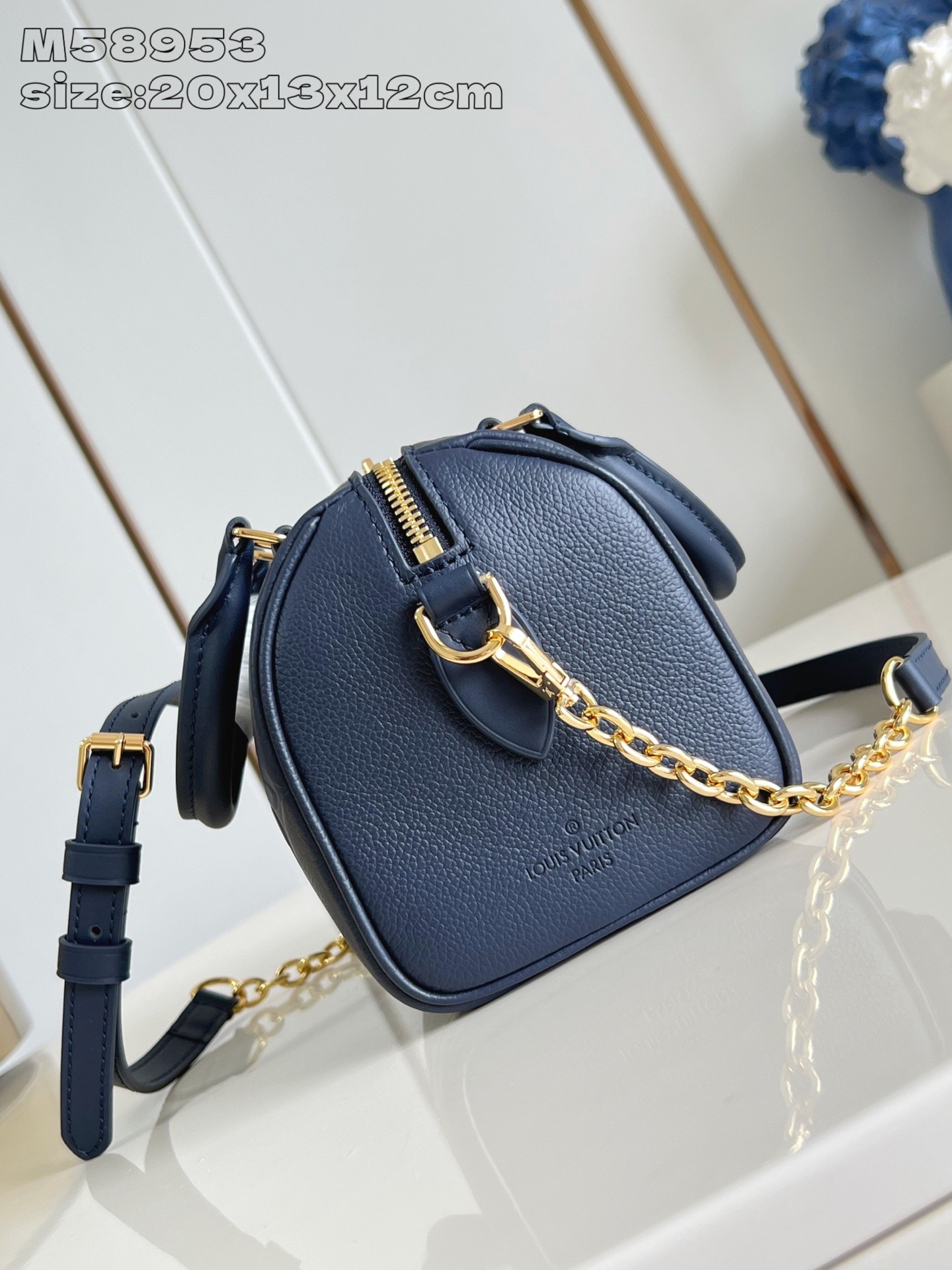 【 M58953 Deep Blue Embossing 】LV Speedy Bandoulière 20 handbag