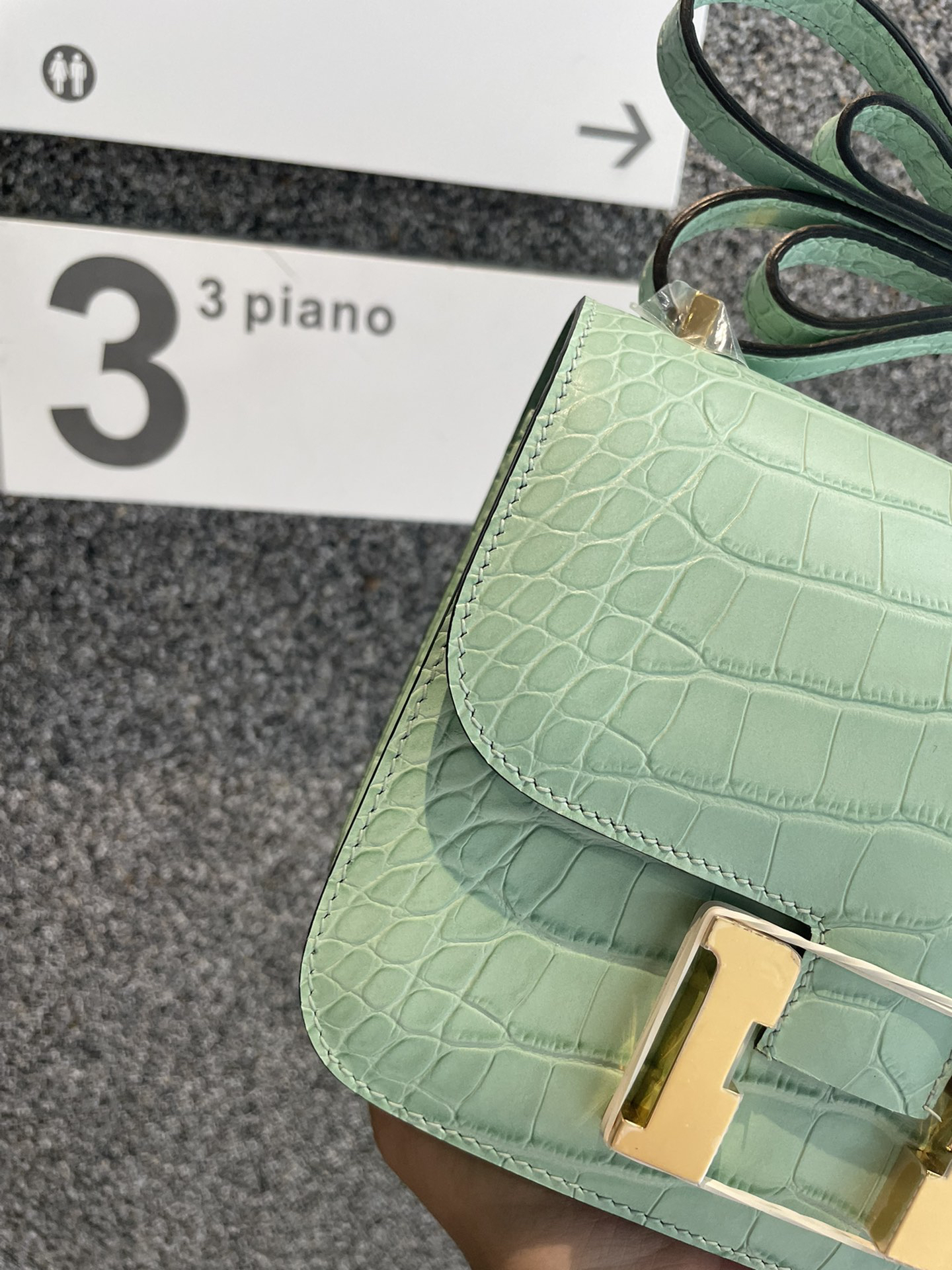 Hermès Constance 18cm Green Crocodile Pattern