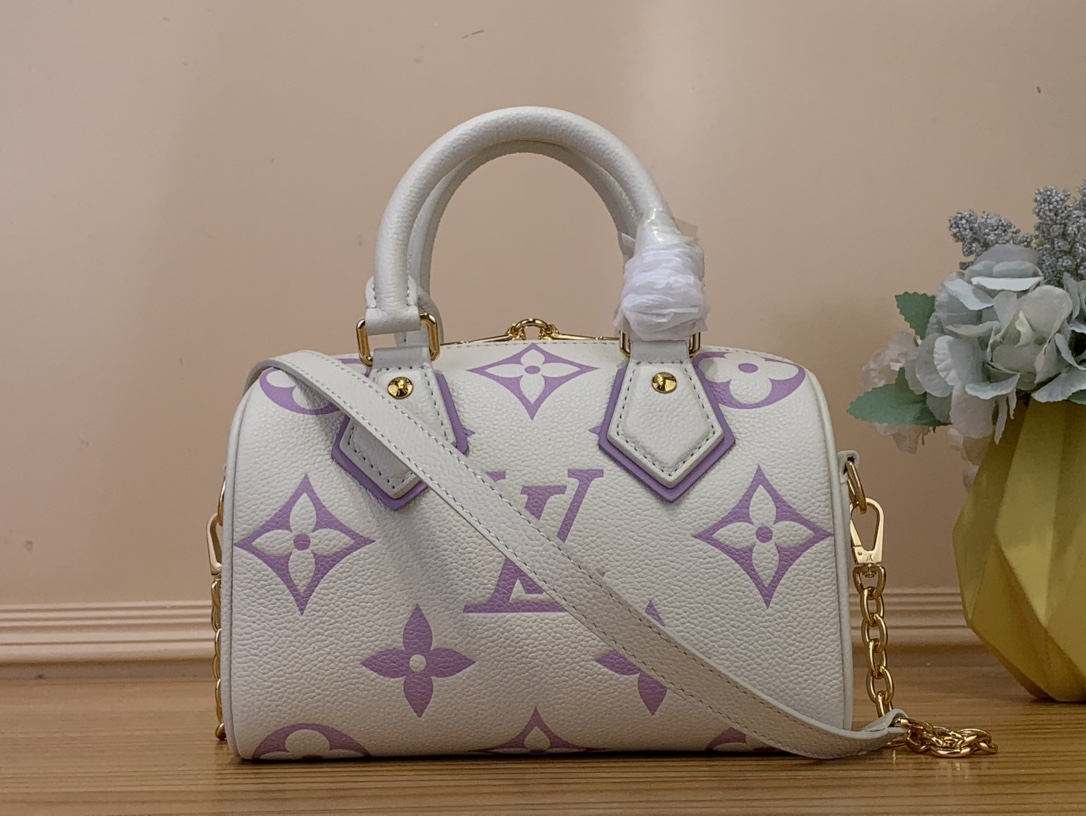 【 M46883 White and Purple (Screen Printing) 】LV Speedy Bandoulière 20 handbag