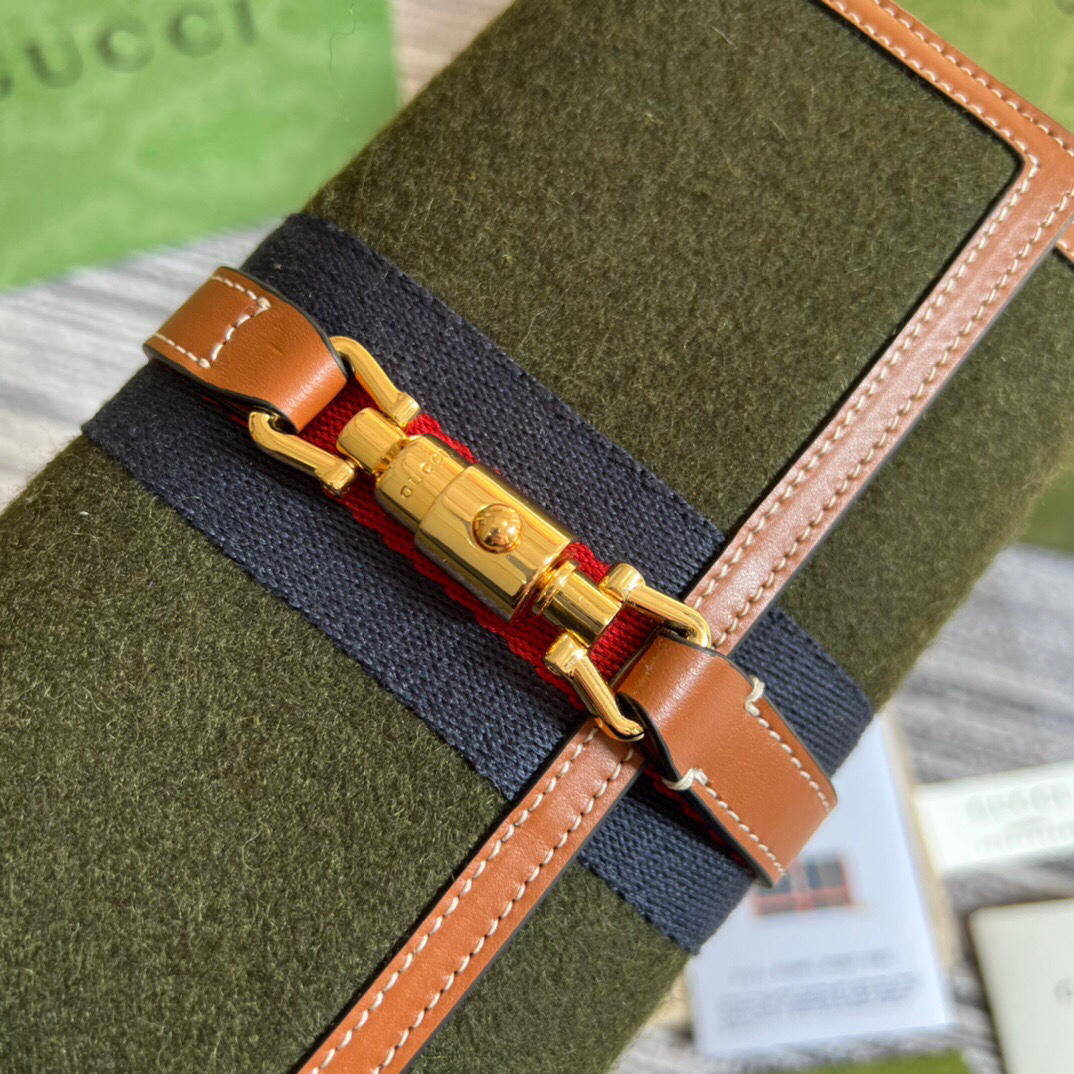 【652681 Brown dark green wool fabric】gucci Jackie 1961