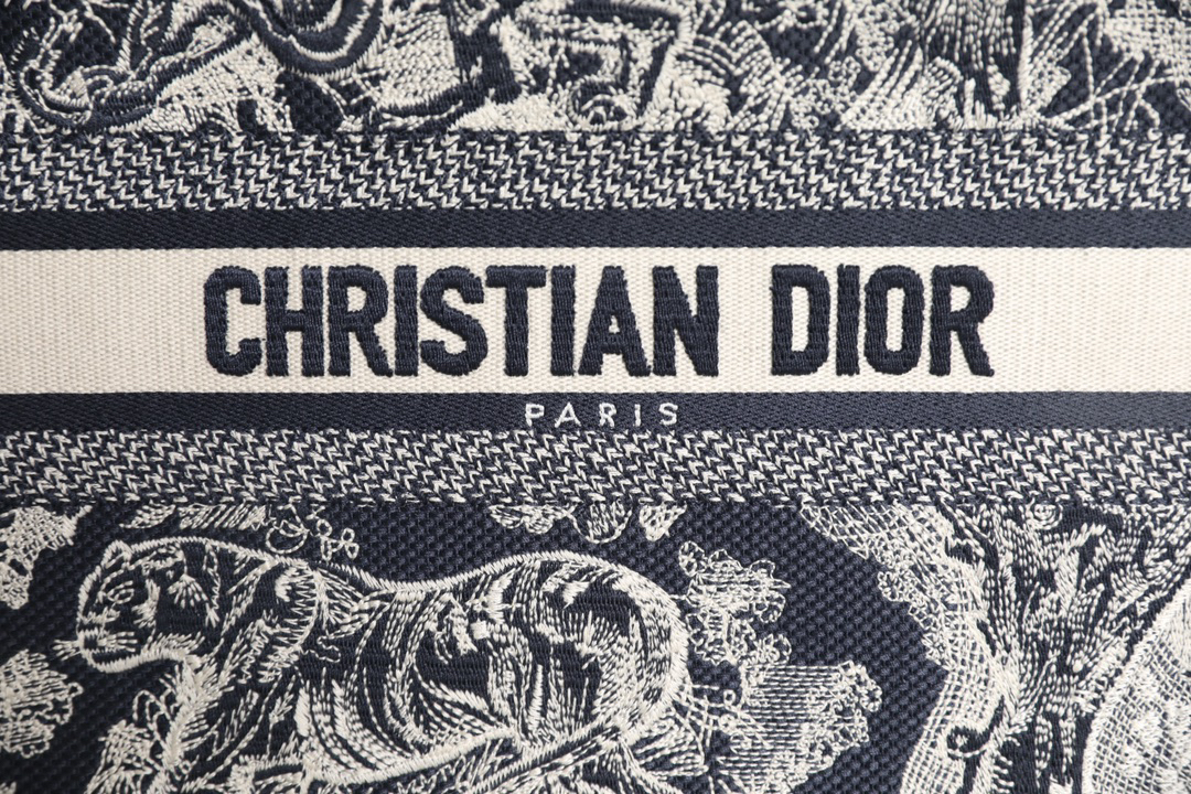 DIOR Book Tote Blue tiger pattern