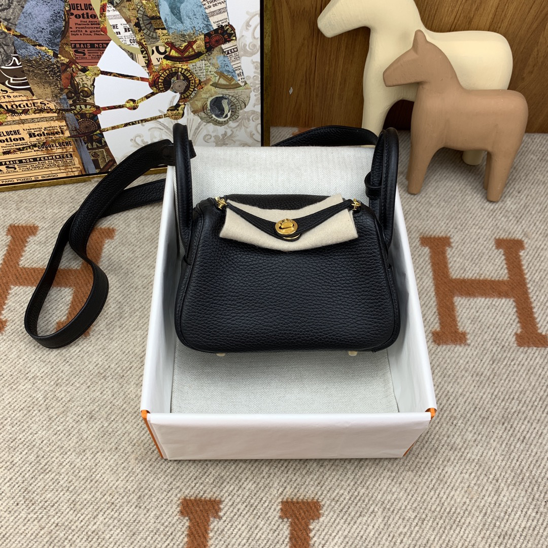 Hermès Mini Lindy Clemence leather Tc 89 black