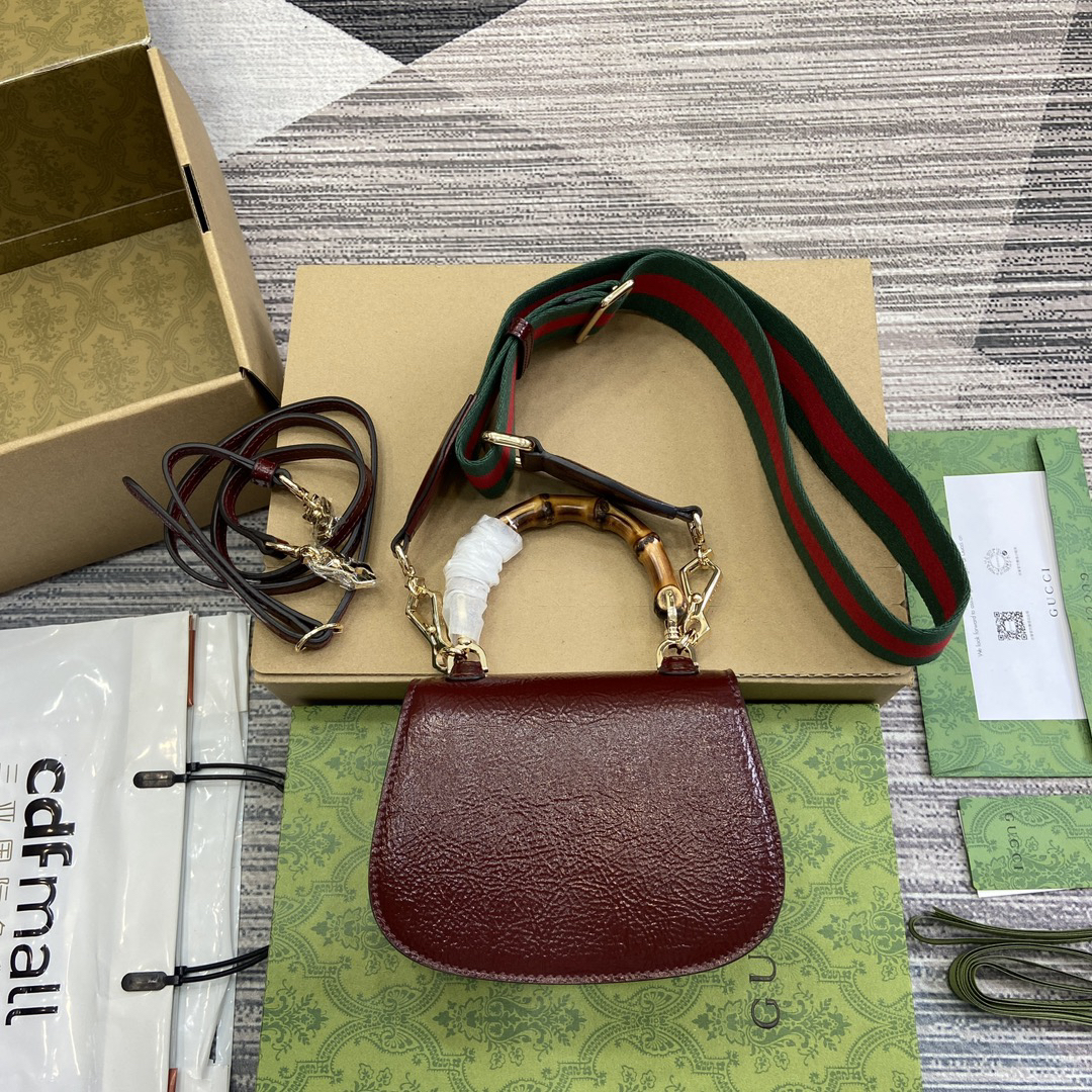 【786482 Deep red】gucci Bamboo 1947