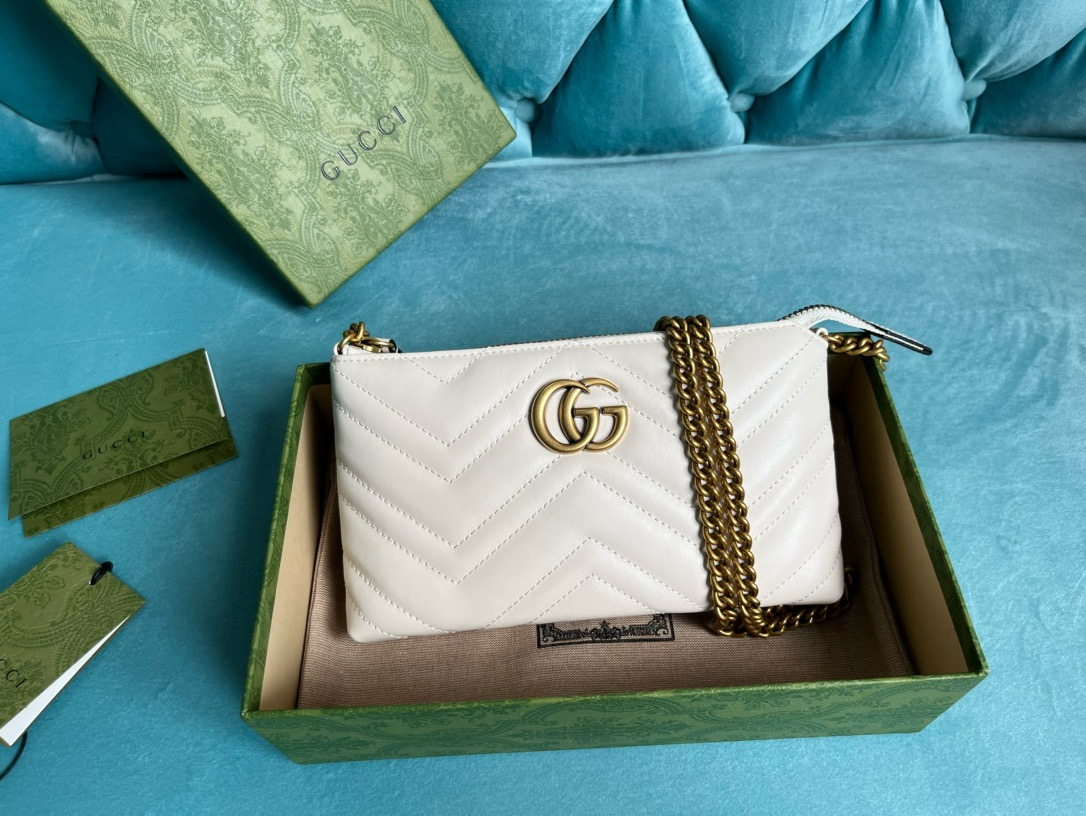 【443447 White full leather】gucci GG Marmont