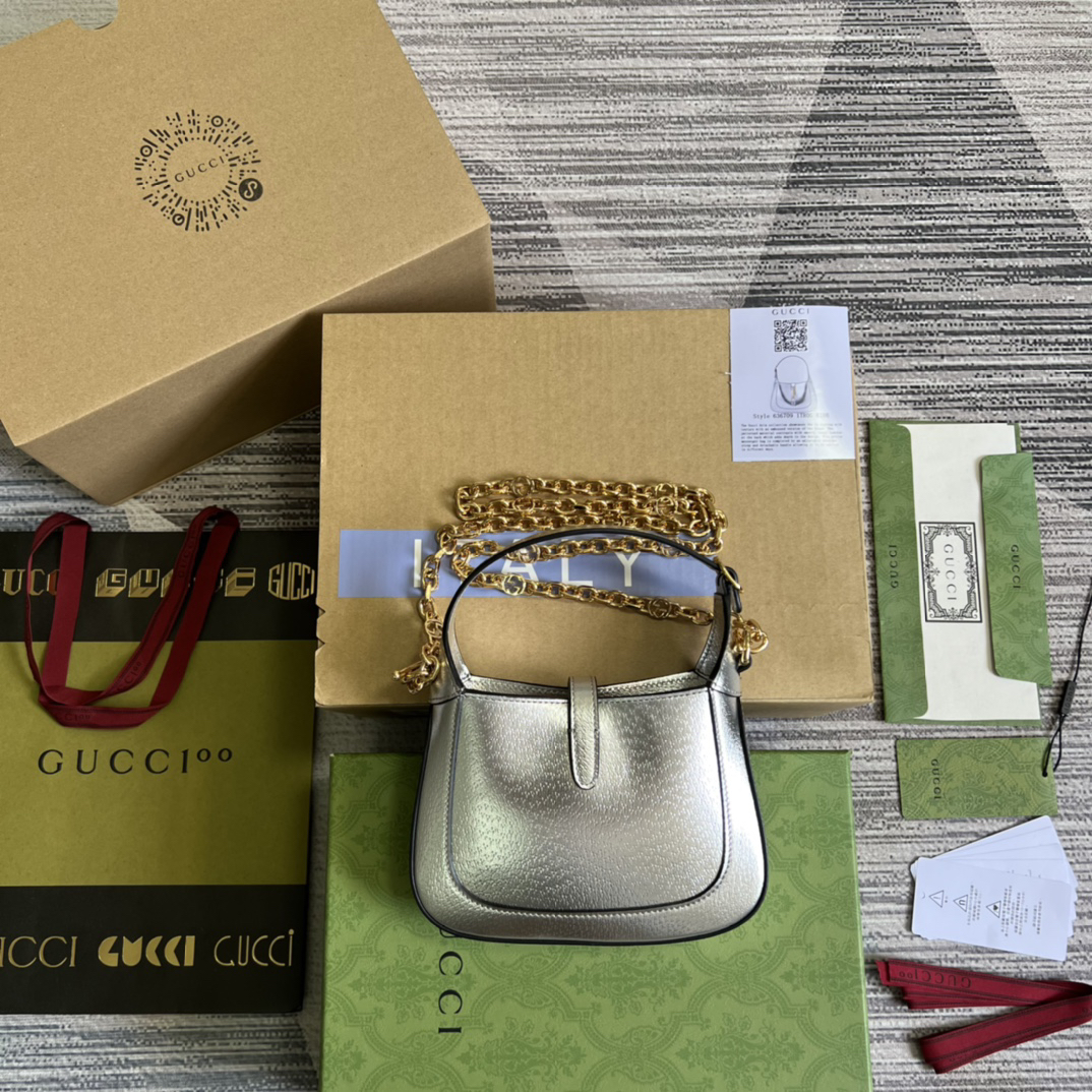 【675799 Silver Full Leather】gucci Jackie 1961