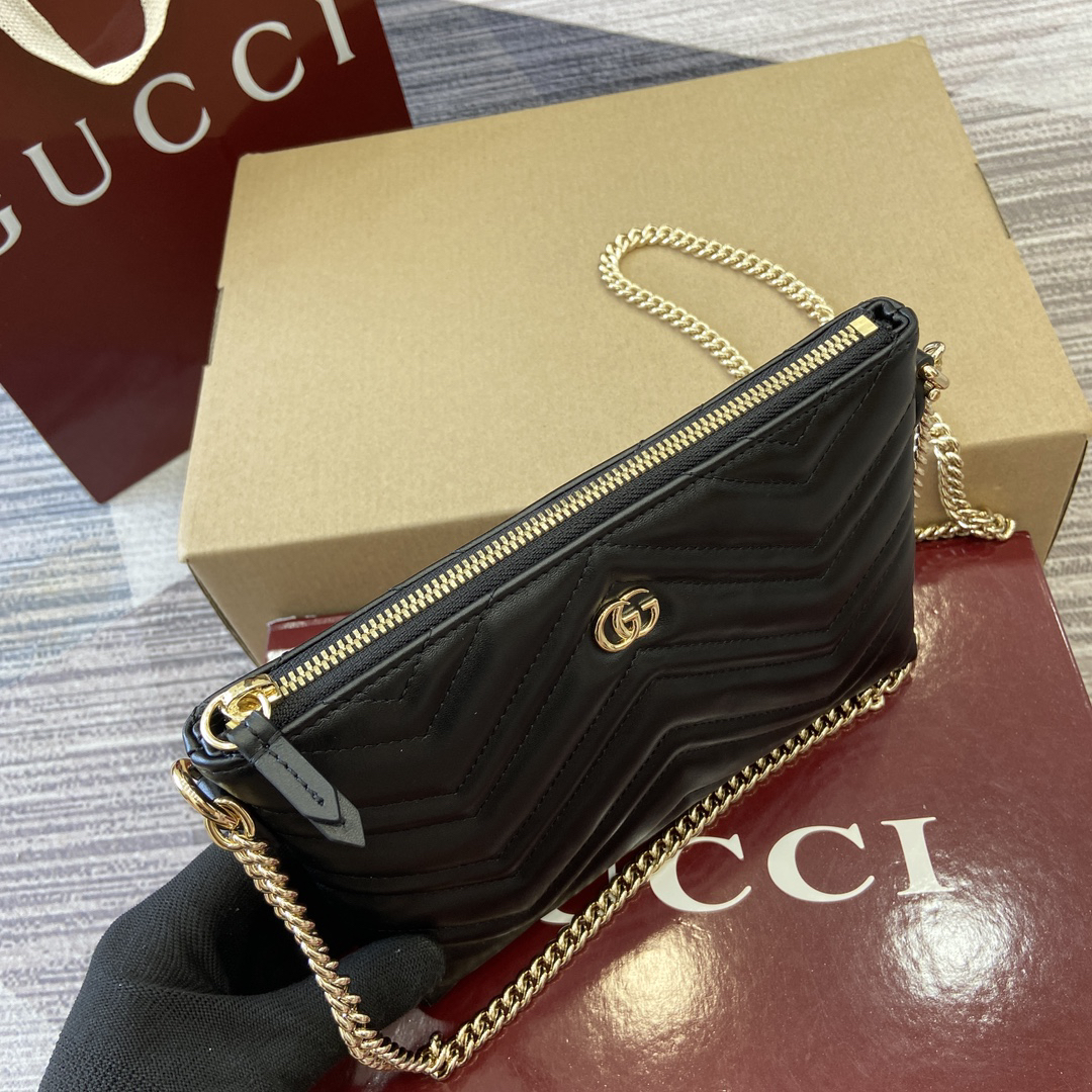 【837742 Black Full Leather】gucci GG Marmont