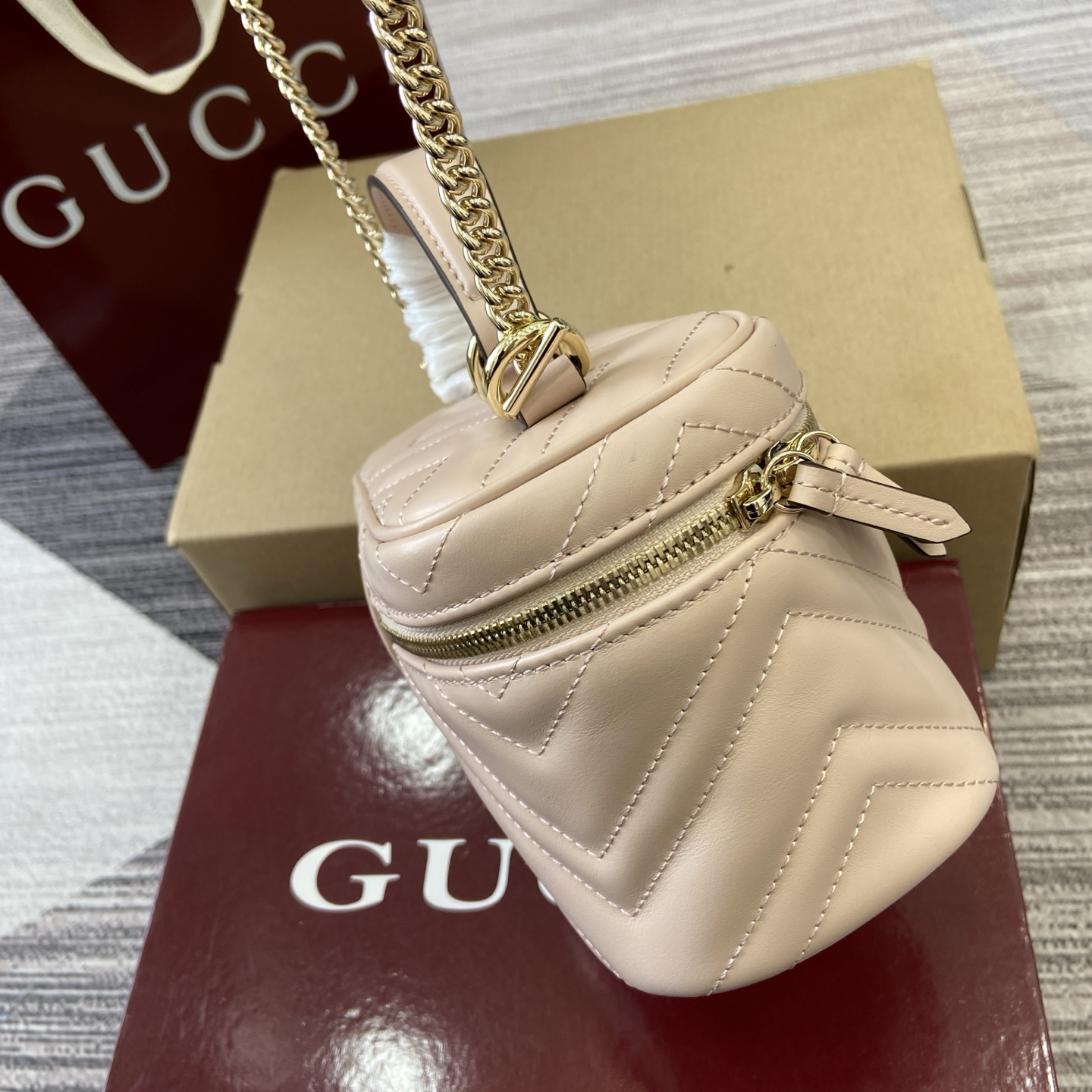 【837454 Light pink full leather】gucci GG Marmont