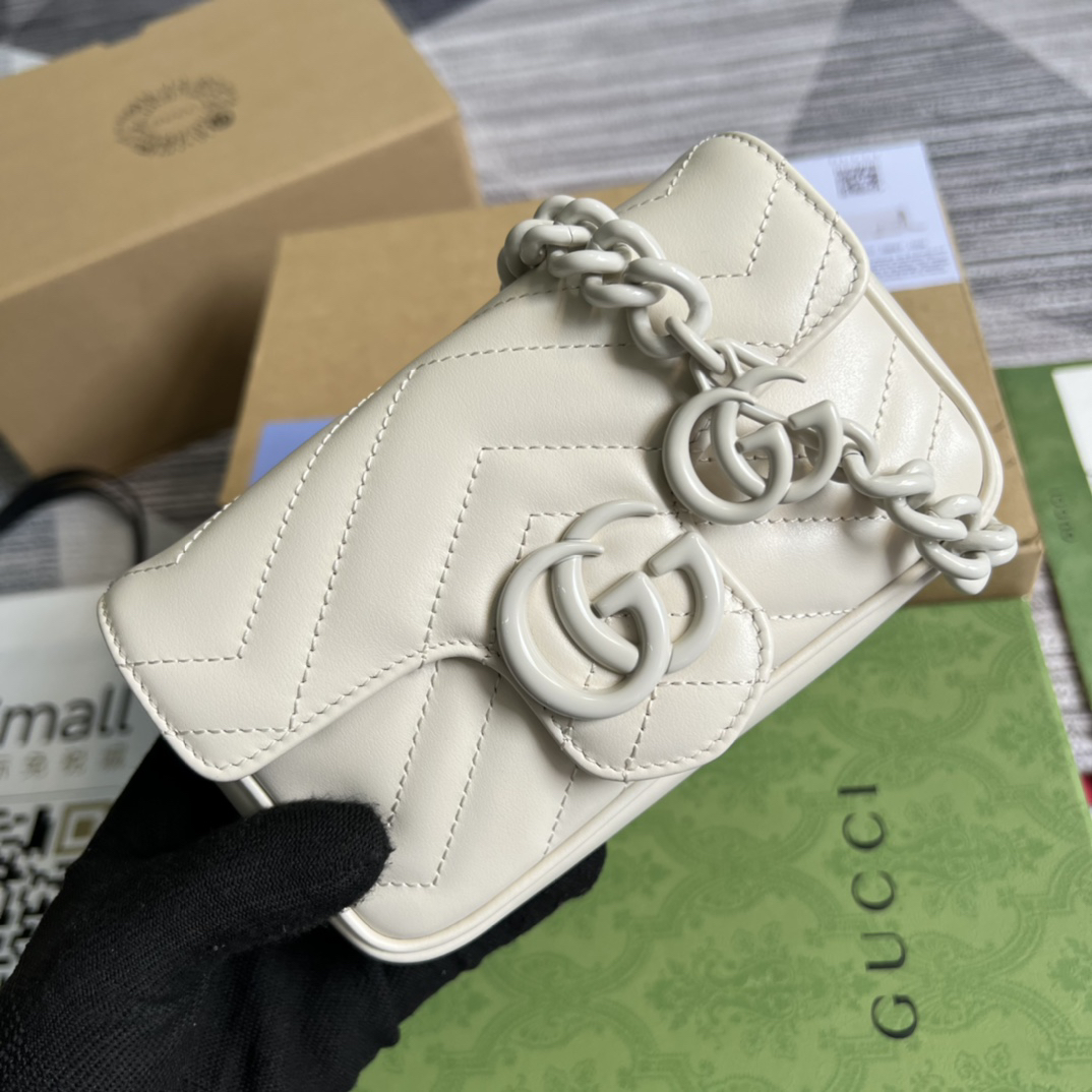 【699757 White White Hardware Full Leather】gucci GG Marmont