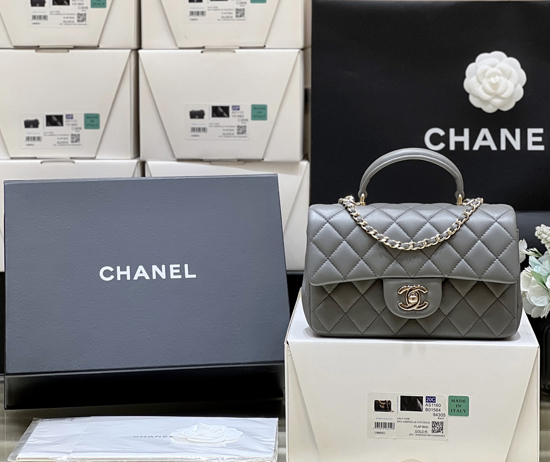 Chanel cf mini graphite grey