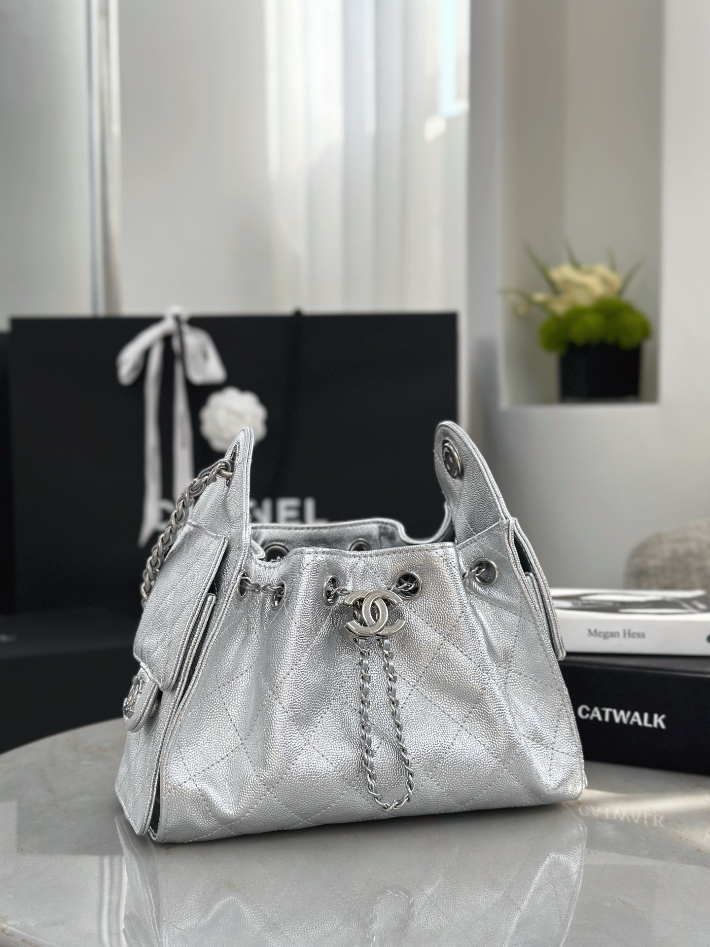 Chanel New 25 bag mini in silver color