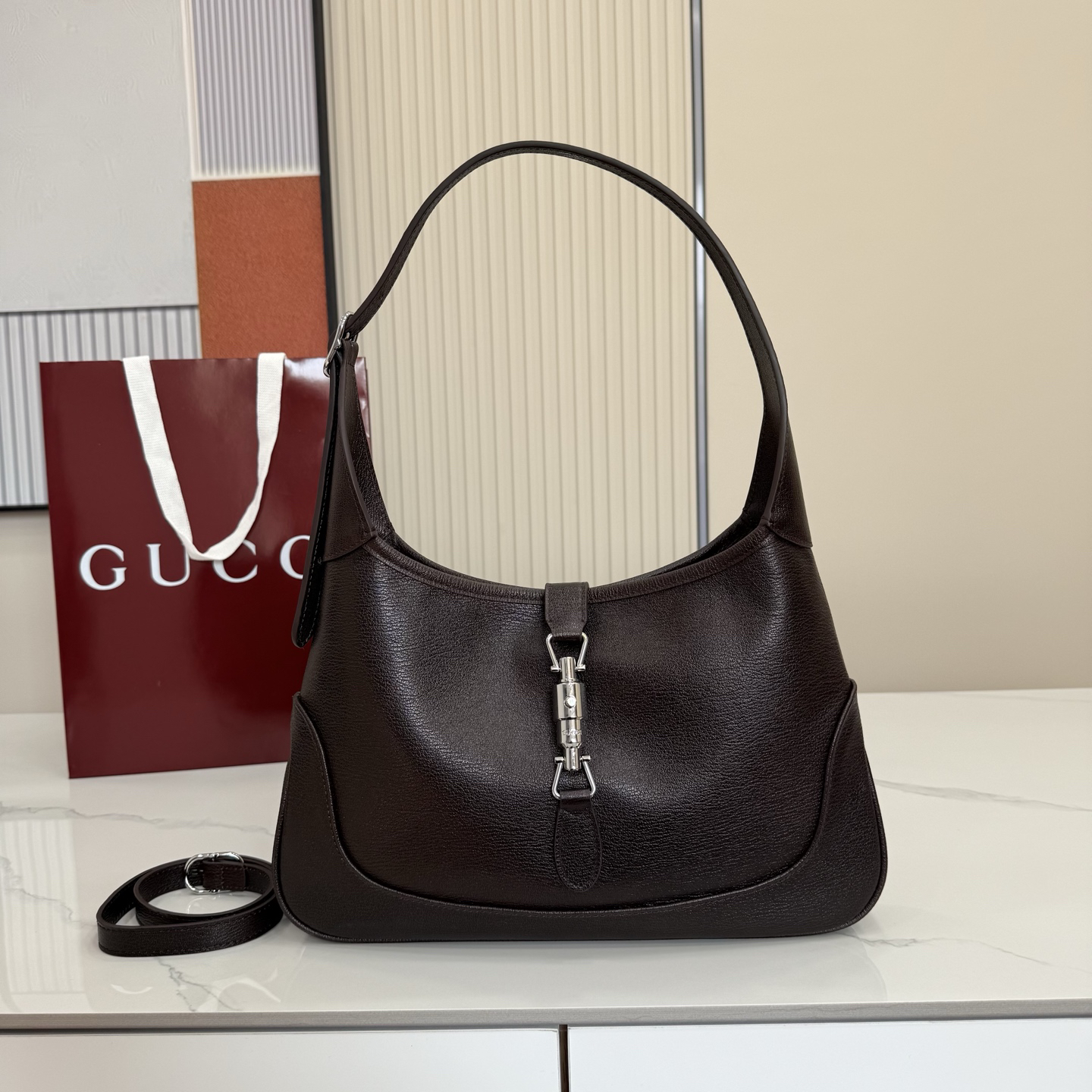 【863136 Dark brown full skin】gucci Jackie 1961