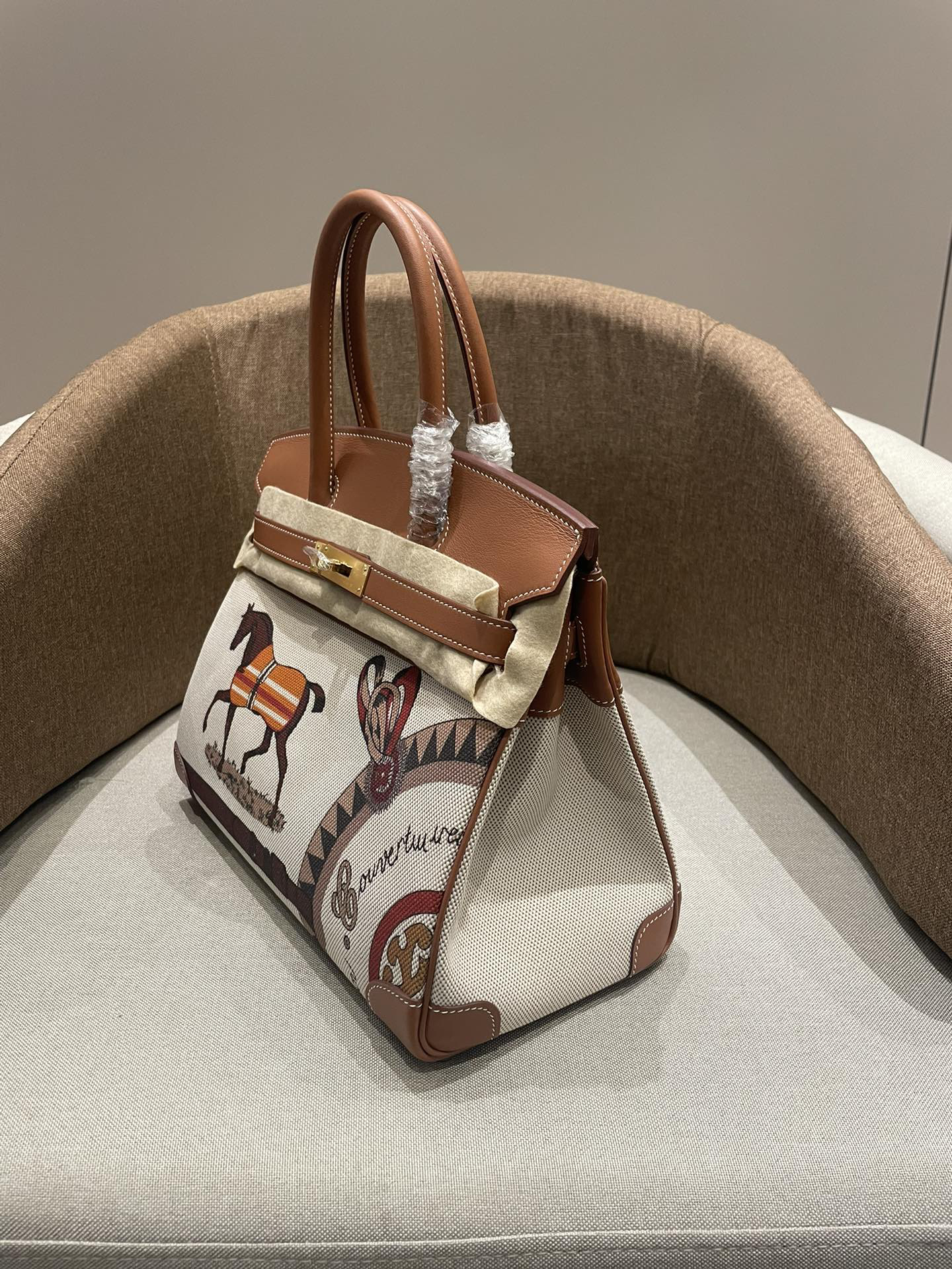 Hermès Birkin 25-30 Horse pattern Gold and silver buttons