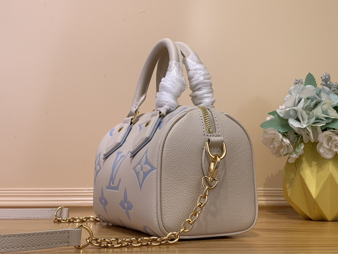 【 M46883 White and Blue (Screen Printing) 】LV Speedy Bandoulière 20 handbag 