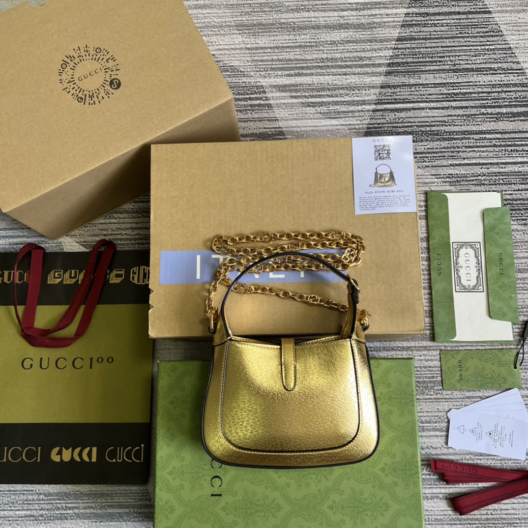 【675799 Golden Full Leather】gucci Jackie 1961