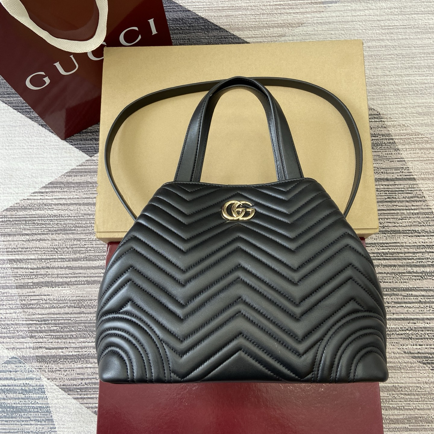 【847387 Black sheepskin】gucci GG Marmont