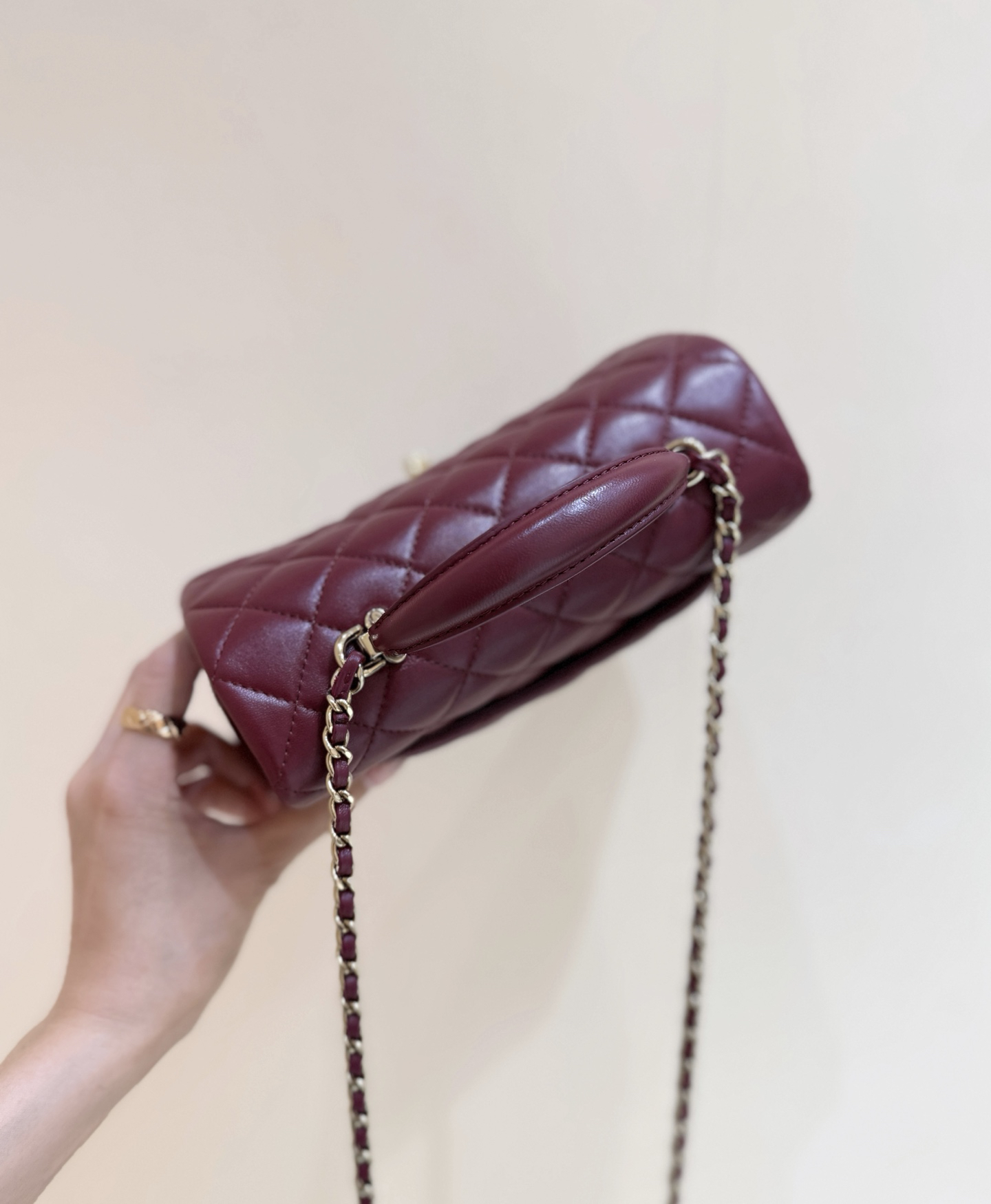 Chanel Cf mini handbag wine red