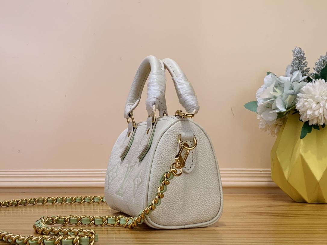【 M24169 】LV Nano Speedy handbag White and green