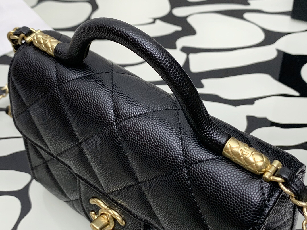 Chanel Cf Black gold coco handle handbag