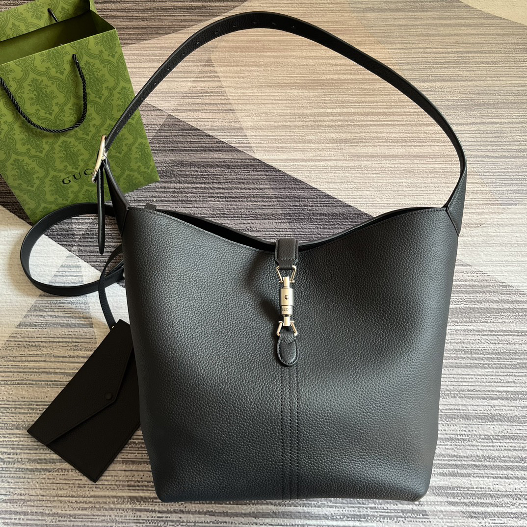 【763103 Black Original Factory Leather】gucci Jackie 1961