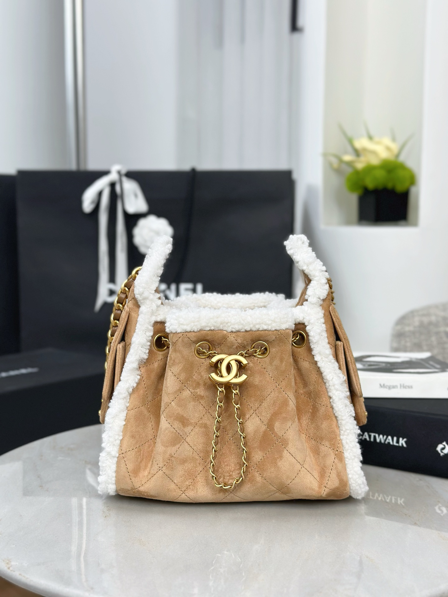 Chanel  Suede lamb hair 25 bag mini